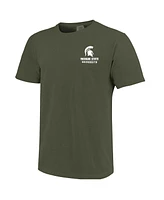 Image One Men's Green Michigan State Spartans Striped Campus Skyline T-Shirt