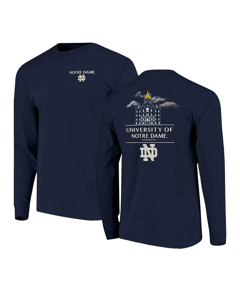 Image One Men's Navy Notre Dame Fighting Irish Comfort Colors Campus Nights Long Sleeve T-Shirt