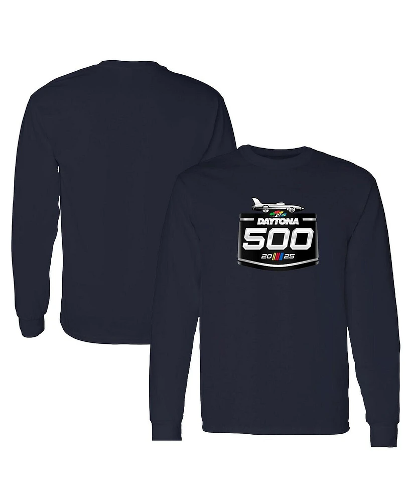 Checkered Flag Sports Men's Navy Daytona International Speedway 2025 500 Logo Long Sleeve T-Shirt
