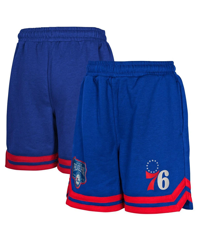 Outerstuff Big Boys and Girls Royal Philadelphia 76ers Teardrop Fleece Shorts