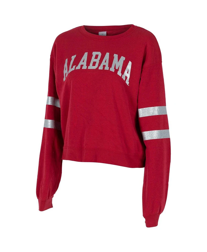 ZooZatz Women's Crimson Alabama Tide Glitter Pullover Sweatshirt
