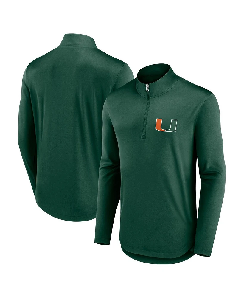 Fanatics Men's Green Miami Hurricanes Quarterback Mock Neck Quarter-Zip Top