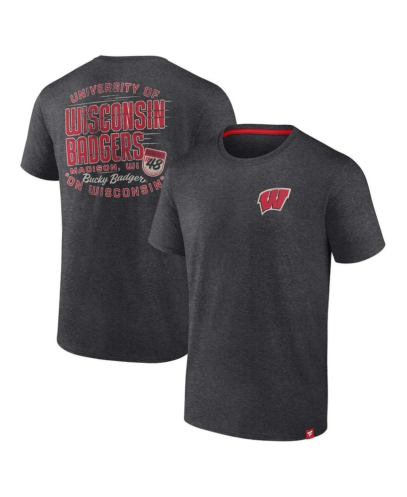 Fanatics Men's Heather Charcoal Wisconsin Badgers Iconic T-Shirt