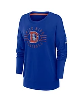 Nike Women's Royal Denver Broncos Rewind Playback Icon Performance Pullover Sweatshirt