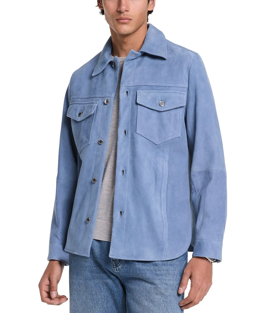 Michael Kors Men's Long Sleeve Button-Front Suede Shirt-Jacket