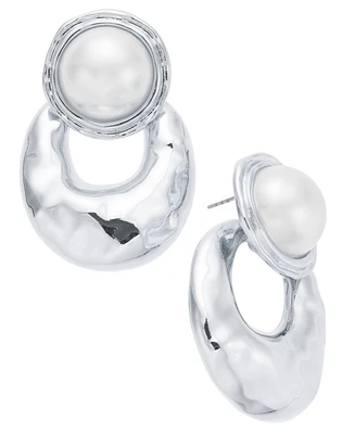 I.n.c. International Concepts Rhodium-Plated Imitation Pearl Sculptural Drop Earrings, Exclusively at Macy's
