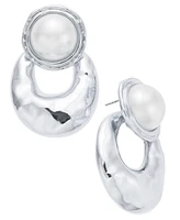 I.n.c. International Concepts Rhodium-Plated Imitation Pearl Sculptural Drop Earrings, Exclusively at Macy's