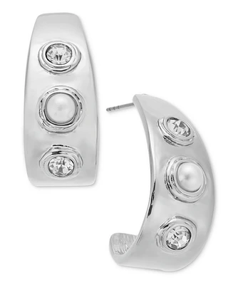 I.n.c. International Concepts Silver-Tone Crystal Hoop Earrings, Exclusively at Macy's