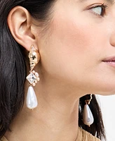 I.n.c. International Concepts Gold-Tone Crystal & Imitation Pearl Shell Linear Drop Earrings, Exclusively at Macy's