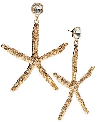 I.n.c. International Concepts Gold-Tone Crystal & Starfish Statement Earrings, Exclusively at Macy's