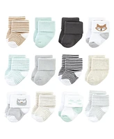 Luvable Friends Baby Boys Unisex Newborn Terry Socks, Owl, 0-6 Months