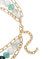 On 34th Gold-Tone Mixed Stone & Bead Shell Layered Pendant Necklace, 16" + 3" extender, Exclusively at Macy's