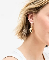 On 34th Gold-Tone Shell & White Stone Drop Earrings, Exclusively at Macy's