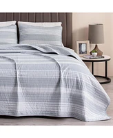 Linery & Co. Curtain Stripe Microfiber Quilt Set With Shams