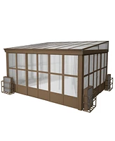 Mondawe 12x14FT Wall Mounted Solarium with Sloping Polycarbonate Roof