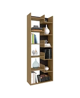 Hoodsport Bookcase, 11 Shelves, Natural Oak / Black Wengue
