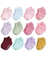 Hudson Baby Girls Non-Skid No-Show Socks, Multi Girl, 12-24 Months