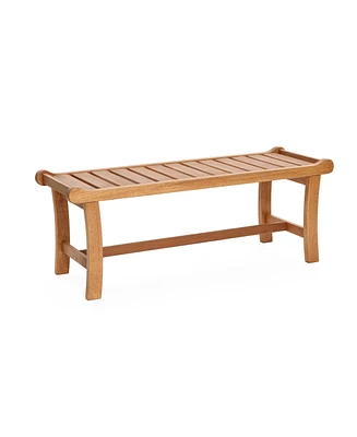 LuxenHome Natural Solid Wood 47.2-Inch Long Rectangle Outdoor Bench