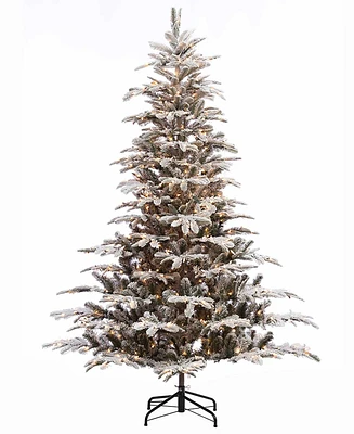 Puleo 6.5FT Pre-Lit Flocked Arctic Fir Artificial Christmas Tree