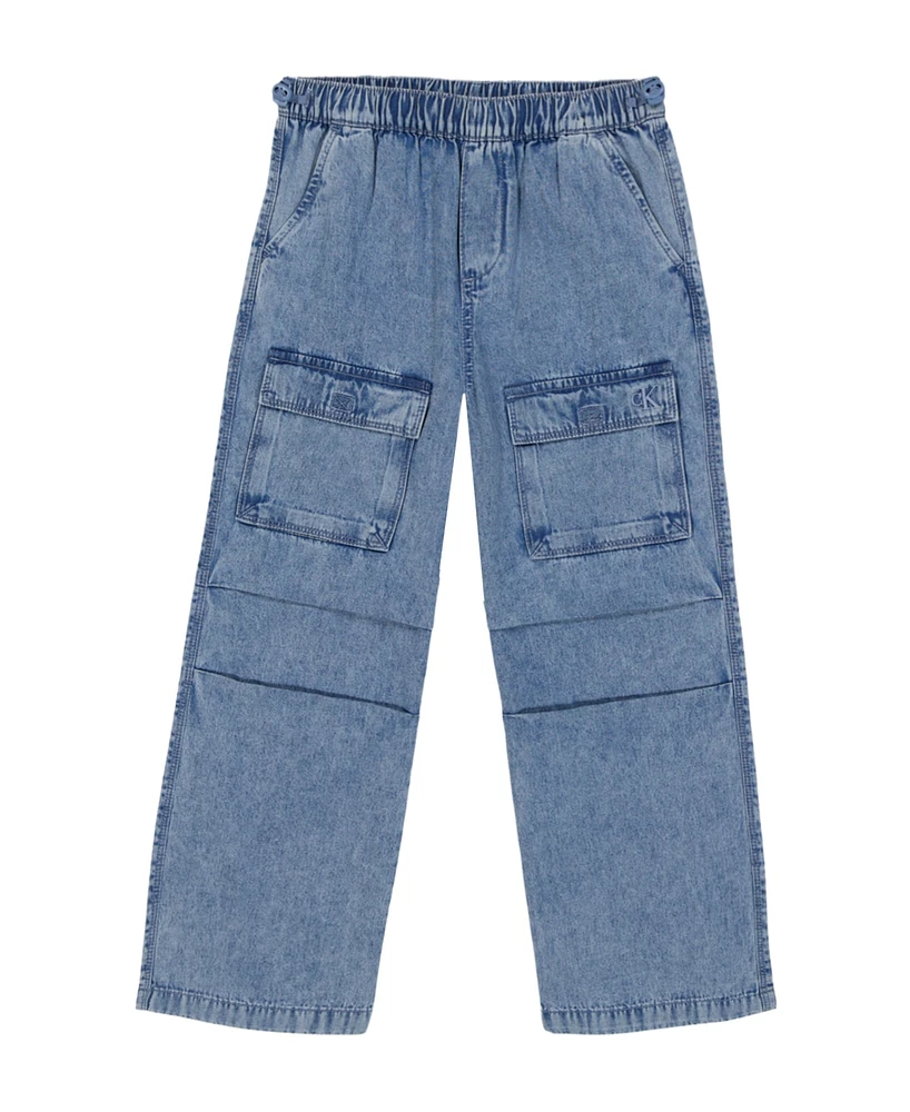 Calvin Klein Big Girls Denim Cargo Pants