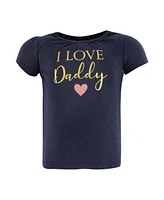 Hudson Baby Girls Short Sleeve T-Shirts Daddy Pink Navy, 18-24 Months