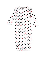 Hudson Baby Girls Cotton Gowns Mommy Red Black, 0-6 Months