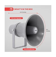 Pyle PHSP101T 9.7" Indoor/Outdoor 20 Watt Pa Horn Speaker with 70V Transformer, Grey