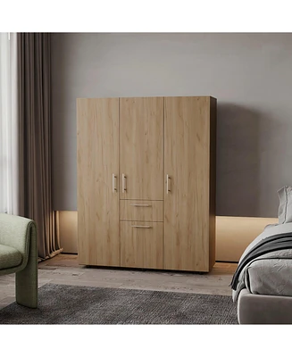 Alamo Lake Armoire Multi-storage with one Drawer, Natural Oak