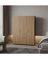 Alamo Lake Armoire Multi-storage with one Drawer, Natural Oak
