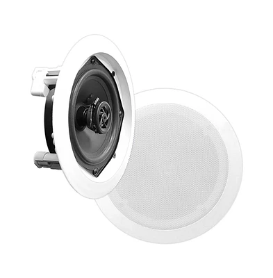 Pyle PDIC61RD 6.5" In-Wall/In-Ceiling 2-Way Stereo Speakers - Flush Mount, White, Pair