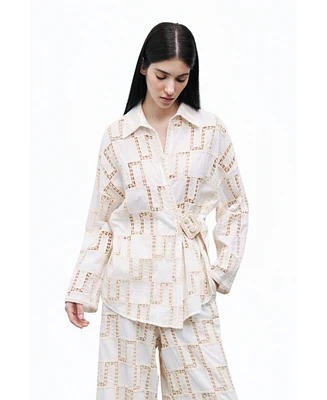 Nocturne Women's Belted Embroidered Jacket