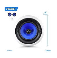 Pyle PIC8E 8" In-Wall/In-Ceiling Dual 2-Way Stereo Speakers - 300W, Pair