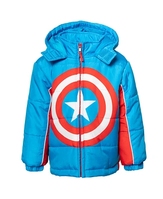 Avengers Toddler Boys Marvel Captain America Zip Up Winter Coat Puffer Jacket