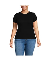 Lands' End Plus Drapey Rib Fitted Short Sleeve Mini T-Shirt