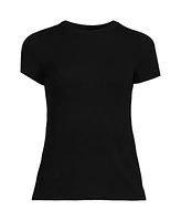 Lands' End Plus Drapey Rib Fitted Short Sleeve Mini T-Shirt