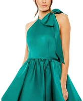 Mac Duggal Women's High Neck Bow Detail Mini Dress