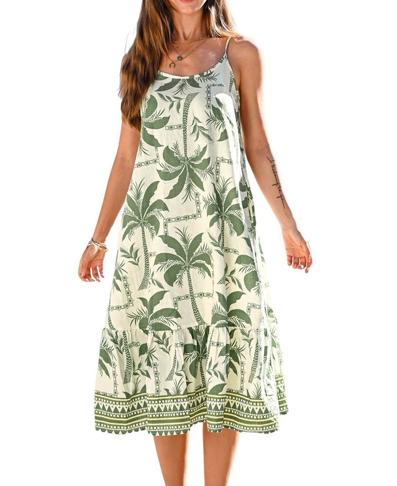 Cupshe Women's Tropical Palm Print Midi Sundress