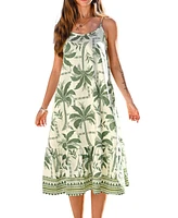 Cupshe Women's Tropical Palm Print Midi Sundress