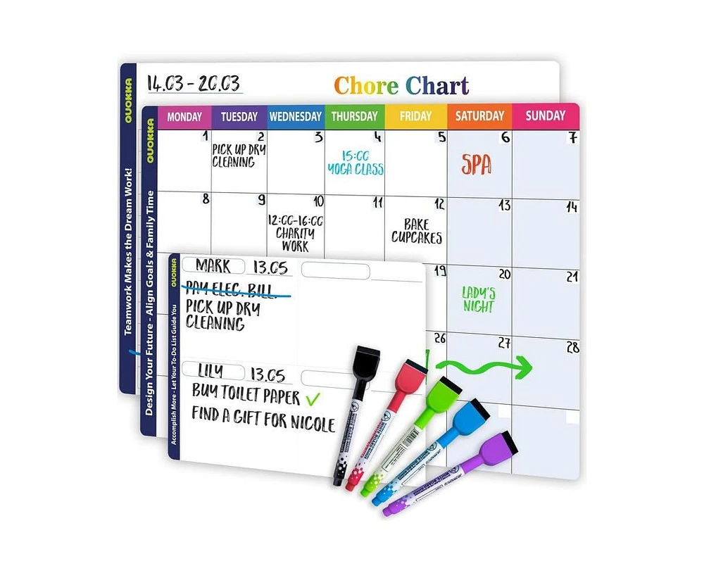 Quokka Magnetic Chore Chart for Adults and Multiple Kids - Routine Chart Board for Family Calendar - Weekly Tasks