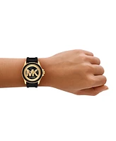 Michael Kors Women's Everest Three-Hand Black Silicone Watch, 40mm