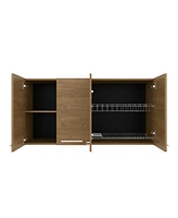 Oceana 120 Wall Cabinet, Four Doors, Two Cabinets, Two Shelves, Natural Oak