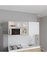 Sidman Wall Cabinet, 2 Doors, 4 Shelves, White / Natural Oak
