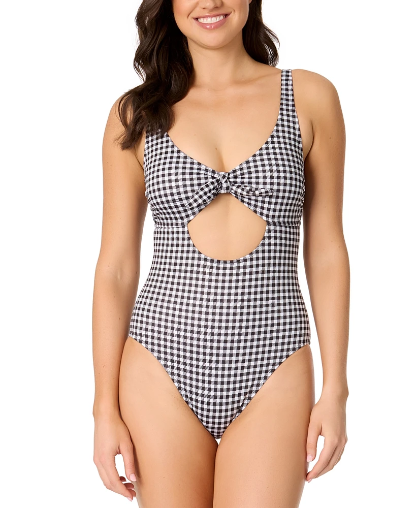 Salt + Cove Juniors' Cutout Plaid One-Piece Swimsuit, Exclusively at Macy's