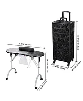 Byootique Folding Manicure Nail Table 4in1 Rolling Makeup Train Case Cb Dusk