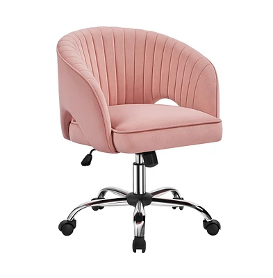 Yaheetech Home Office Chair with Tufted Barrel, Pink