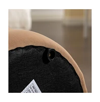 Velvet Upholstered Round Ottoman, Soft Footrest Stool, Elegant Accent for Living Room & Bedroom-The Pop Home