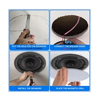 Pyle PDIC8LT 8" In-Wall/In-Ceiling 70V Speaker - Flush Mount Low-Profile, 600W, Magnetic Grill, White
