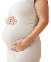 Ingrid + Isabel Maternity Modern Muse Midi Dress Stone L