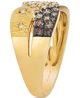 Le Vian Chocolate Ombre Diamond & Nude Diamond Ribbed Crossover Ring (3/4 ct. t.w.) in 14k Gold