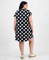 Full Circle Trends Trendy Plus Button-Shoulder Dress